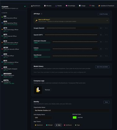 Your own API keys — pay providers directly, no subscription to us
