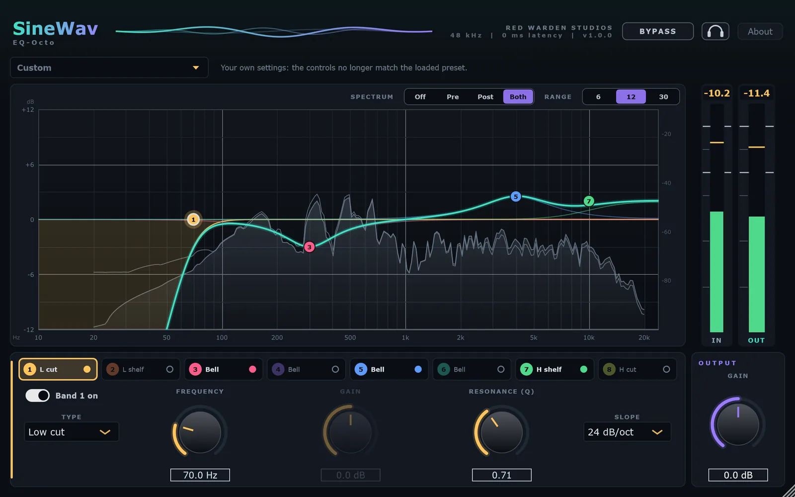 SineWav EQ-Octo plugin window
